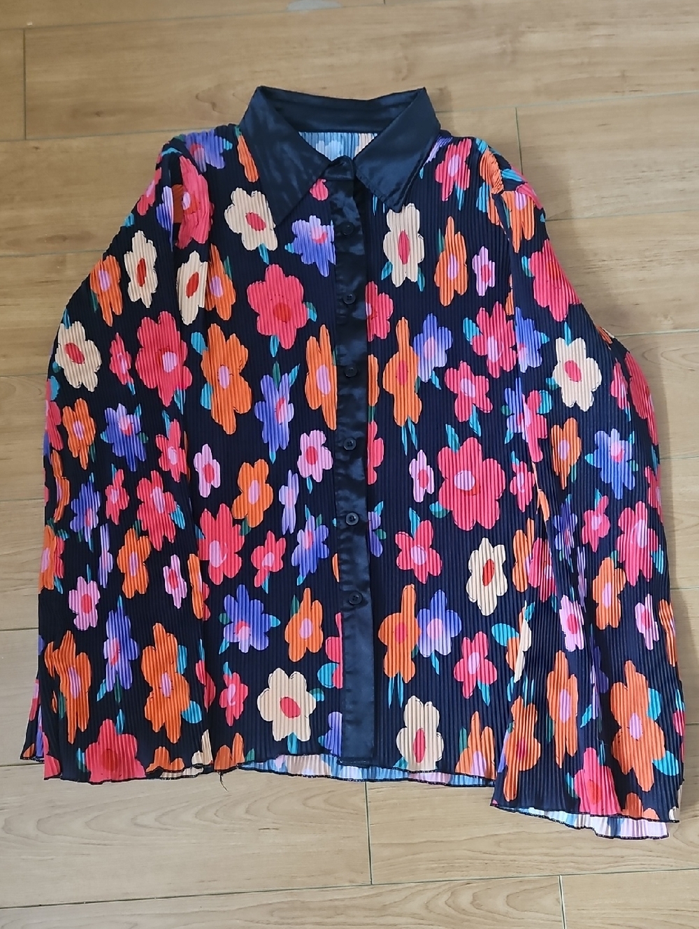Pleated Floral Blouse